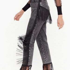 Nasty Gal Fringe Jeans NWT